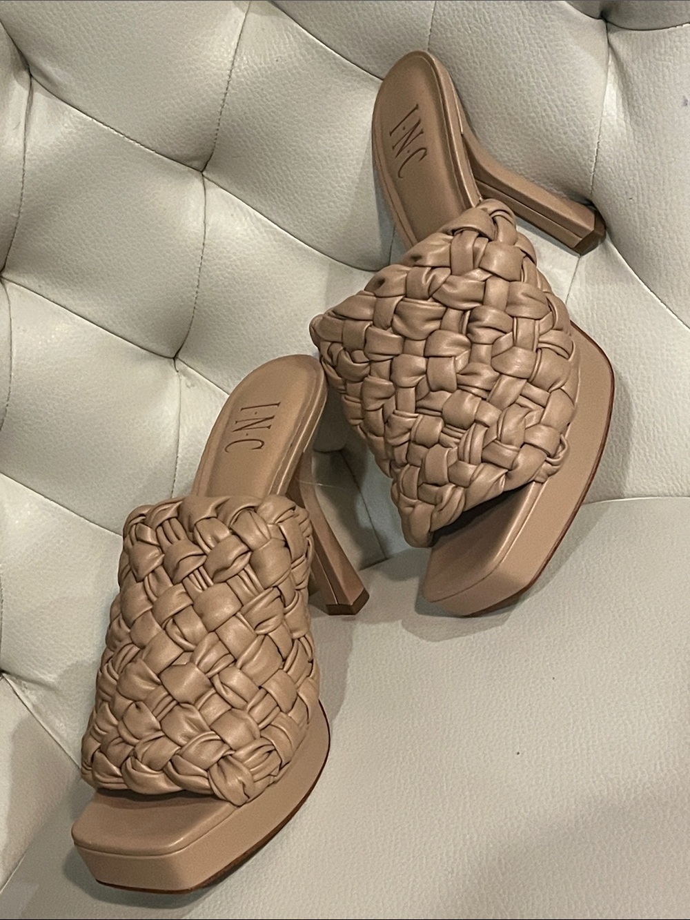 INC International Concepts Braided Nude Slide Mules Size 8 Eye Catching
